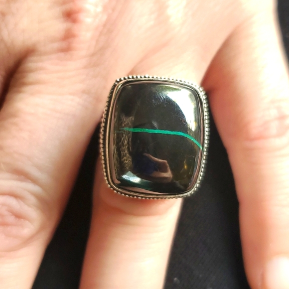 New Unique Chrysocolla 925 Silver Ring. - Picture 16 of 16